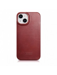 iCarer CE Oil Wax Premium Leather Folio Fodral iPhone 14 Plus Magnetic Flip Leather Folio Fodral MagSafe Röd (AKI14220707-RD)