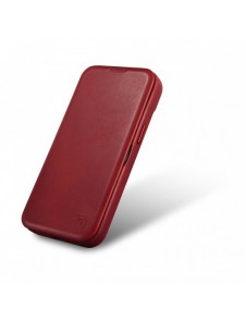 iCarer CE Oil Wax Premium Leather Folio Fodral iPhone 14 Plus Magnetic Flip Leather Folio Fodral MagSafe Röd (AKI14220707-RD)