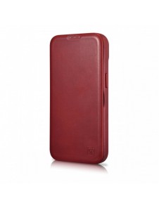 iCarer CE Oil Wax Premium Leather Folio Fodral iPhone 14 Plus Magnetic Flip Leather Folio Fodral MagSafe Röd (AKI14220707-RD)