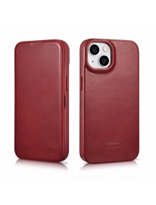 iCarer CE Oil Wax Premium Leather Folio Fodral iPhone 14 Plus Magnetic Flip Leather Folio Fodral MagSafe Röd (AKI14220707-RD)