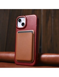 iCarer CE Oil Wax Premium Leather Folio Fodral iPhone 14 Plus Magnetic Flip Leather Folio Fodral MagSafe Röd (AKI14220707-RD)