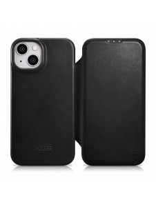 iCarer CE Oil Wax Premium Leather Folio Case Läderfodral iPhone 14 Plus Magnetic Flip MagSafe Black (AKI14220707-BK)