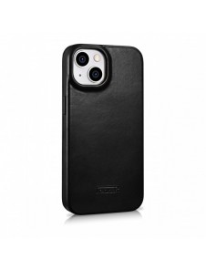 iCarer CE Oil Wax Premium Leather Folio Case Läderfodral iPhone 14 Plus Magnetic Flip MagSafe Black (AKI14220707-BK)