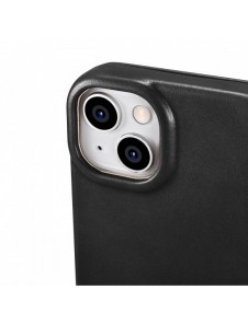 iCarer CE Oil Wax Premium Leather Folio Case Läderfodral iPhone 14 Plus Magnetic Flip MagSafe Black (AKI14220707-BK)