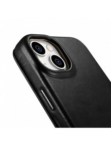iCarer CE Oil Wax Premium Leather Folio Case Läderfodral iPhone 14 Plus Magnetic Flip MagSafe Black (AKI14220707-BK)