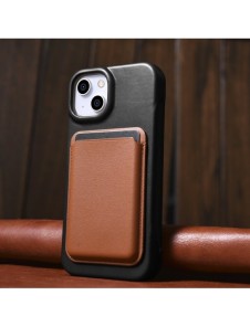 iCarer CE Oil Wax Premium Leather Folio Case Läderfodral iPhone 14 Plus Magnetic Flip MagSafe Black (AKI14220707-BK)