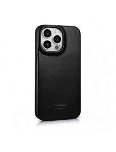 iCarer CE Oil Wax Premium Leather Folio Case Läderfodral iPhone 14 Pro Magnetic Flip MagSafe Black (AKI14220706-BK)