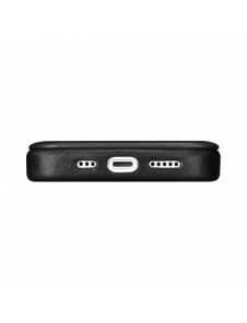 iCarer CE Oil Wax Premium Leather Folio Case Läderfodral iPhone 14 Pro Magnetic Flip MagSafe Black (AKI14220706-BK)