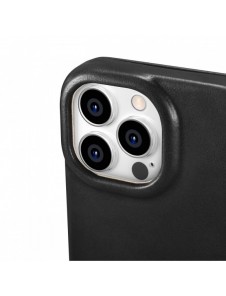 iCarer CE Oil Wax Premium Leather Folio Case Läderfodral iPhone 14 Pro Magnetic Flip MagSafe Black (AKI14220706-BK)
