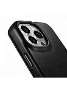 iCarer CE Oil Wax Premium Leather Folio Case Läderfodral iPhone 14 Pro Magnetic Flip MagSafe Black (AKI14220706-BK)