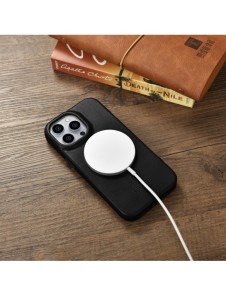 iCarer CE Oil Wax Premium Leather Folio Case Läderfodral iPhone 14 Pro Magnetic Flip MagSafe Black (AKI14220706-BK)