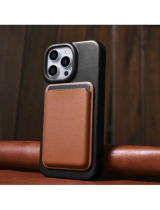 iCarer CE Oil Wax Premium Leather Folio Case Läderfodral iPhone 14 Pro Magnetic Flip MagSafe Black (AKI14220706-BK)
