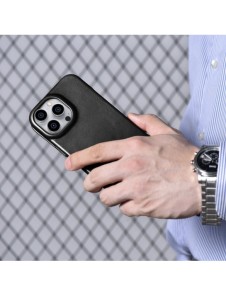 iCarer CE Oil Wax Premium Leather Folio Case Läderfodral iPhone 14 Pro Magnetic Flip MagSafe Black (AKI14220706-BK)