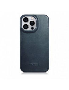 iCarer CE Oil Wax Premium Leather Folio Case Läderfodral iPhone 14 Pro Magnetic Flip MagSafe Blue (AKI14220706-BU)