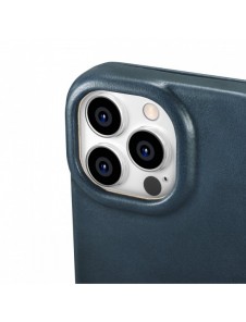 iCarer CE Oil Wax Premium Leather Folio Case Läderfodral iPhone 14 Pro Magnetic Flip MagSafe Blue (AKI14220706-BU)