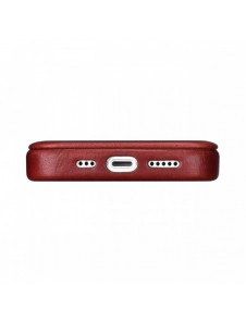 iCarer CE Oil Wax Premium Läder Foliofodral Läderfodral iPhone 14 Pro Magnetic Flip MagSafe Röd (AKI14220706-RD)