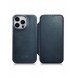 iCarer CE Oil Wax Premium Leather Folio Case Läderfodral iPhone 14 Pro Max Magnetic Flip MagSafe Blue (AKI14220708-BU)