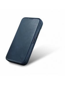 iCarer CE Oil Wax Premium Leather Folio Case Läderfodral iPhone 14 Pro Max Magnetic Flip MagSafe Blue (AKI14220708-BU)