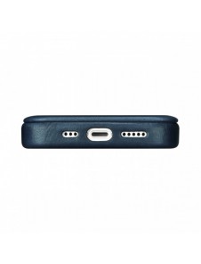 iCarer CE Oil Wax Premium Leather Folio Case Läderfodral iPhone 14 Pro Max Magnetic Flip MagSafe Blue (AKI14220708-BU)