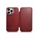 iCarer CE Oil Wax Premium Leather Folio Case Läderfodral iPhone 14 Pro Max Magnetic Flip MagSafe Röd (AKI14220708-RD)