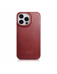 iCarer CE Oil Wax Premium Leather Folio Case Läderfodral iPhone 14 Pro Max Magnetic Flip MagSafe Röd (AKI14220708-RD)
