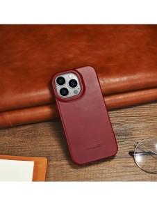 iCarer CE Oil Wax Premium Leather Folio Case Läderfodral iPhone 14 Pro Max Magnetic Flip MagSafe Röd (AKI14220708-RD)