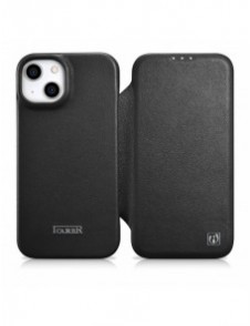 iCarer CE Premium Leather Folio Fodral iPhone 14 Plus Magnetic Flip Leather Folio Fodral MagSafe svart (WMI14220715-BK)