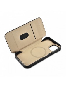 iCarer CE Premium Leather Folio Fodral iPhone 14 Plus Magnetic Flip Leather Folio Fodral MagSafe svart (WMI14220715-BK)