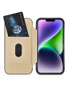 iCarer CE Premium Leather Folio Fodral iPhone 14 Plus Magnetic Flip Leather Folio Fodral MagSafe svart (WMI14220715-BK)