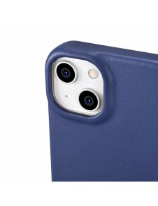 iCarer CE Premium Leather Folio Case iPhone 14 Plus Magnetic Flip Leather Folio Case MagSafe Blue (WMI14220715-BU)