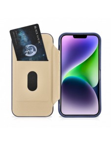 iCarer CE Premium Leather Folio Case iPhone 14 Plus Magnetic Flip Leather Folio Case MagSafe Blue (WMI14220715-BU)