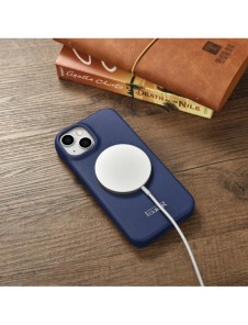 iCarer CE Premium Leather Folio Case iPhone 14 Plus Magnetic Flip Leather Folio Case MagSafe Blue (WMI14220715-BU)