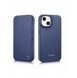 iCarer CE Premium Leather Folio Case iPhone 14 Plus Magnetic Flip Leather Folio Case MagSafe Blue (WMI14220715-BU)