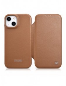 iCarer CE Premium Leather Folio Case iPhone 14 Plus Magnetic Flip Leather Folio Case MagSafe Brown (WMI14220715-BN)
