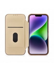 iCarer CE Premium Leather Folio Case iPhone 14 Plus Magnetic Flip Leather Folio Case MagSafe Brown (WMI14220715-BN)