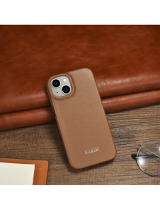 iCarer CE Premium Leather Folio Case iPhone 14 Plus Magnetic Flip Leather Folio Case MagSafe Brown (WMI14220715-BN)