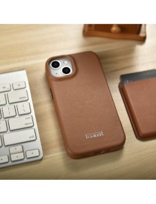iCarer CE Premium Leather Folio Case iPhone 14 Plus Magnetic Flip Leather Folio Case MagSafe Brown (WMI14220715-BN)