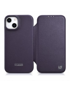 iCarer CE Premium Leather Folio Case iPhone 14 Plus Magnetic Flip Leather Folio Case MagSafe Dark Purple (WMI14220715-DP)