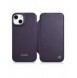 iCarer CE Premium Leather Folio Case iPhone 14 Plus Magnetic Flip Leather Folio Case MagSafe Dark Purple (WMI14220715-DP)