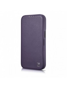 iCarer CE Premium Leather Folio Case iPhone 14 Plus Magnetic Flip Leather Folio Case MagSafe Dark Purple (WMI14220715-DP)