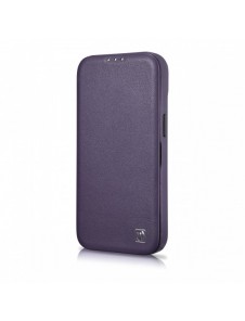 iCarer CE Premium Leather Folio Case iPhone 14 Plus Magnetic Flip Leather Folio Case MagSafe Dark Purple (WMI14220715-DP)