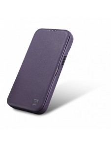 iCarer CE Premium Leather Folio Case iPhone 14 Plus Magnetic Flip Leather Folio Case MagSafe Dark Purple (WMI14220715-DP)