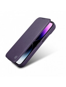 iCarer CE Premium Leather Folio Case iPhone 14 Plus Magnetic Flip Leather Folio Case MagSafe Dark Purple (WMI14220715-DP)