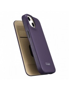iCarer CE Premium Leather Folio Case iPhone 14 Plus Magnetic Flip Leather Folio Case MagSafe Dark Purple (WMI14220715-DP)