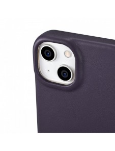 iCarer CE Premium Leather Folio Case iPhone 14 Plus Magnetic Flip Leather Folio Case MagSafe Dark Purple (WMI14220715-DP)