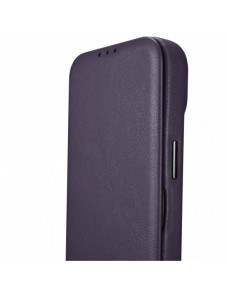 iCarer CE Premium Leather Folio Case iPhone 14 Plus Magnetic Flip Leather Folio Case MagSafe Dark Purple (WMI14220715-DP)
