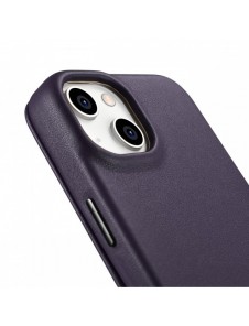 iCarer CE Premium Leather Folio Case iPhone 14 Plus Magnetic Flip Leather Folio Case MagSafe Dark Purple (WMI14220715-DP)