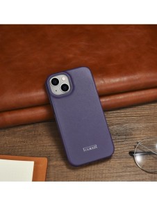 iCarer CE Premium Leather Folio Case iPhone 14 Plus Magnetic Flip Leather Folio Case MagSafe Dark Purple (WMI14220715-DP)