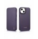 iCarer CE Premium Leather Folio Case iPhone 14 Plus Magnetic Flip Leather Folio Case MagSafe Dark Purple (WMI14220715-DP)