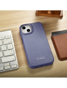 iCarer CE Premium Leather Folio Case iPhone 14 Plus Magnetic Flip Leather Folio Case MagSafe Light Purple (WMI14220715-LP)